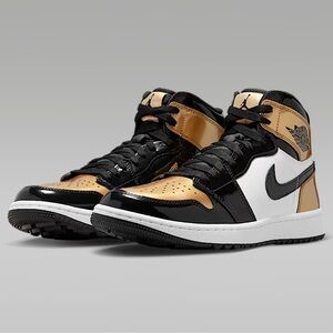 Nike Air Jordan Golf High Top Sneakers - Black, Gold, White